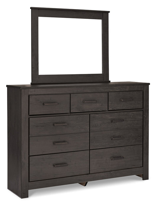 Brinxton Full Panel Bed with Mirrored Dresser, Chest and Nightstand Huntsville Furniture Outlet