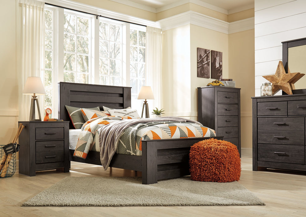 Brinxton Full Panel Bed with Mirrored Dresser and Chest Huntsville Furniture Outlet