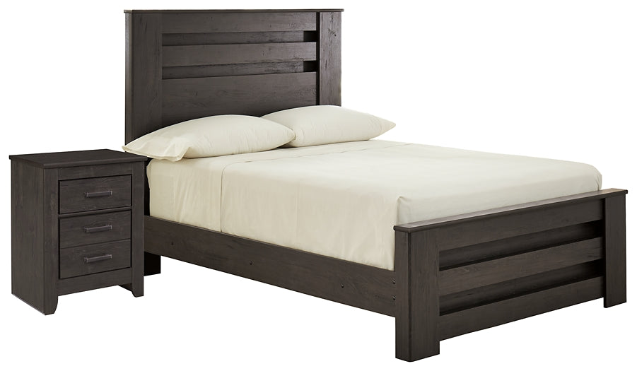 Brinxton Full Panel Bed with Nightstand Huntsville Furniture Outlet