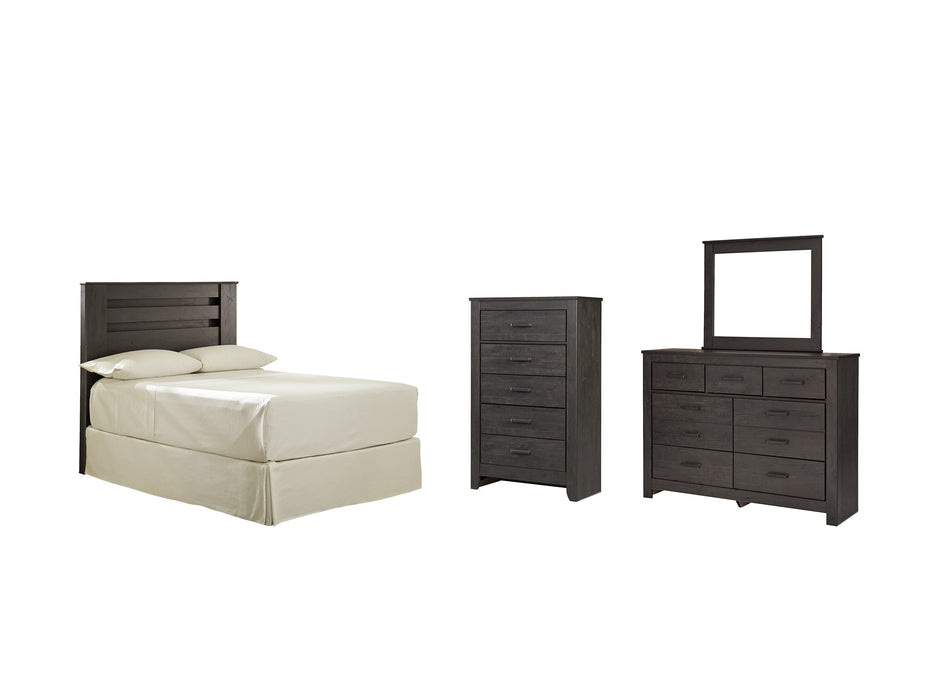 Brinxton Full Panel Headboard with Mirrored Dresser and Chest Huntsville Furniture Outlet