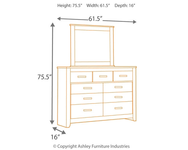 Brinxton King/California King Panel Headboard with Mirrored Dresser, Chest and Nightstand Huntsville Furniture Outlet