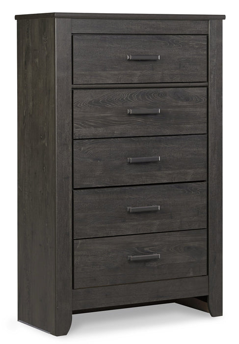 Brinxton King Panel Bed with Mirrored Dresser, Chest and Nightstand Huntsville Furniture Outlet