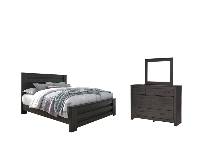 Brinxton King Panel Bed with Mirrored Dresser Huntsville Furniture Outlet