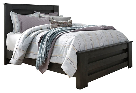 Brinxton King Panel Bed with Mirrored Dresser and 2 Nightstands Huntsville Furniture Outlet