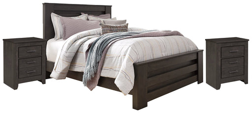 Brinxton Queen Panel Bed with 2 Nightstands Huntsville Furniture Outlet