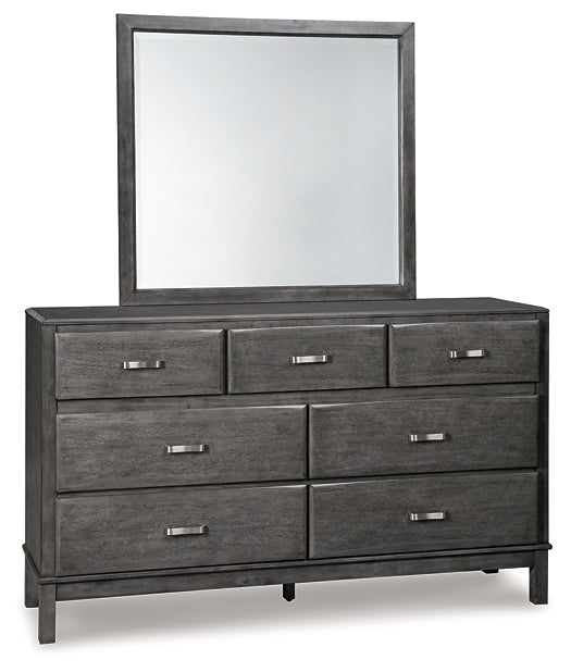 Caitbrook Queen Storage Bed with 8 Storage Drawers with Mirrored Dresser, Chest and 2 Nightstands Huntsville Furniture Outlet