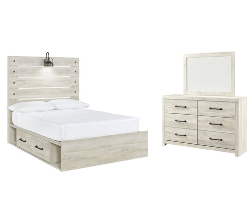 Cambeck Full Panel Bed with 4 Storage Drawers with Mirrored Dresser Huntsville Furniture Outlet