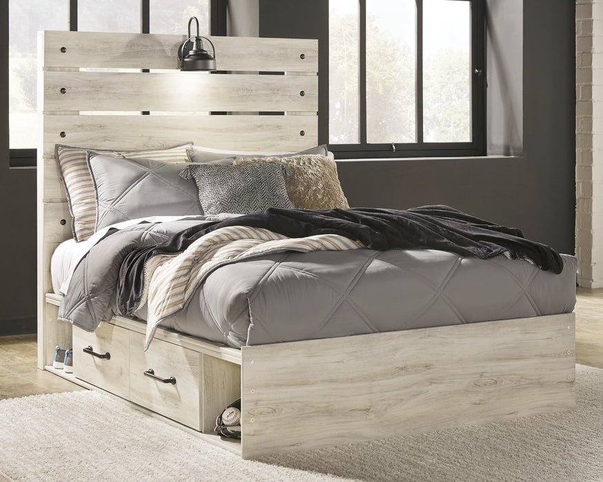 Cambeck Full Panel Bed with 4 Storage Drawers with Mirrored Dresser and 2 Nightstands Huntsville Furniture Outlet