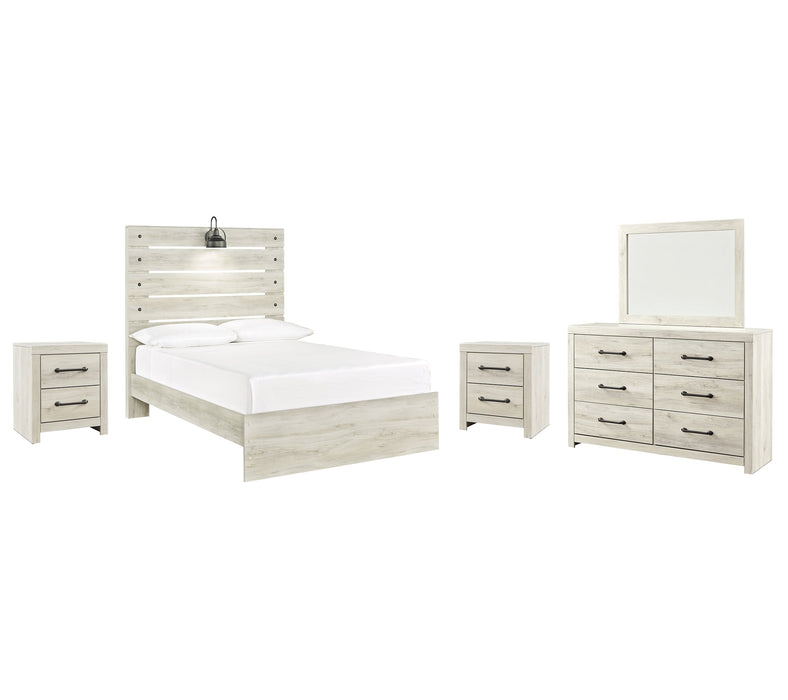 Cambeck Full Panel Bed with Mirrored Dresser and 2 Nightstands Huntsville Furniture Outlet