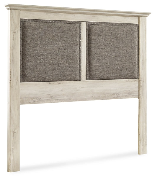 Cambeck King/California King Upholstered Panel Headboard with Mirrored Dresser Huntsville Furniture Outlet