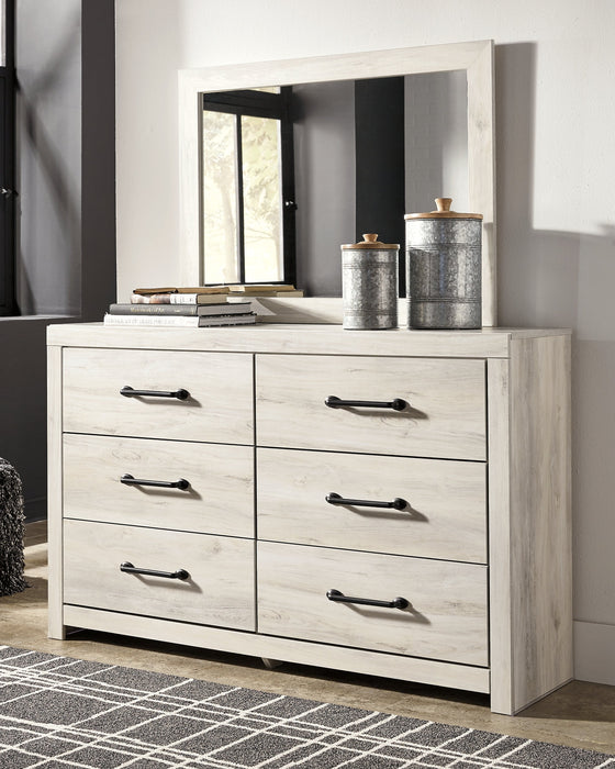 Cambeck King Panel Bed with 2 Storage Drawers with Mirrored Dresser, Chest and Nightstand Huntsville Furniture Outlet