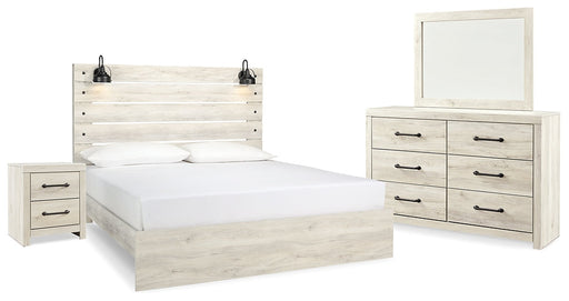 Cambeck King Panel Bed with Mirrored Dresser and Nightstand Huntsville Furniture Outlet