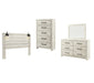 Cambeck King Panel Headboard with Mirrored Dresser and Chest Huntsville Furniture Outlet