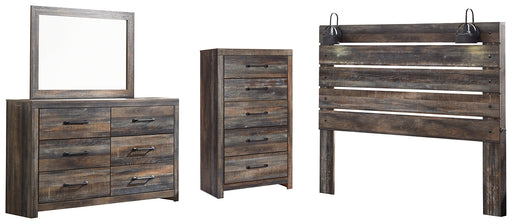 Cambeck King Panel Headboard with Mirrored Dresser and Chest Huntsville Furniture Outlet