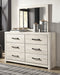 Cambeck King Upholstered Panel Bed with Mirrored Dresser, Chest and Nightstand Huntsville Furniture Outlet