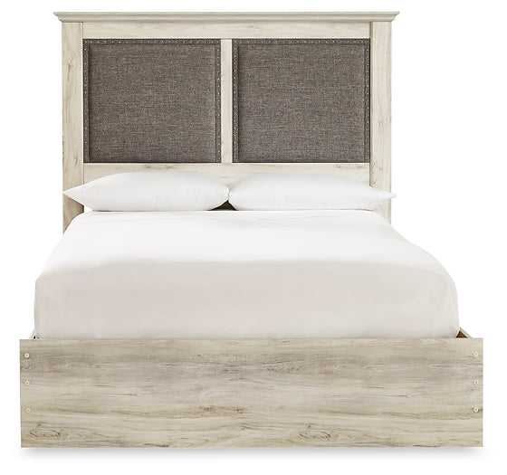 Cambeck King Upholstered Panel Bed with Mirrored Dresser, Chest and Nightstand Huntsville Furniture Outlet