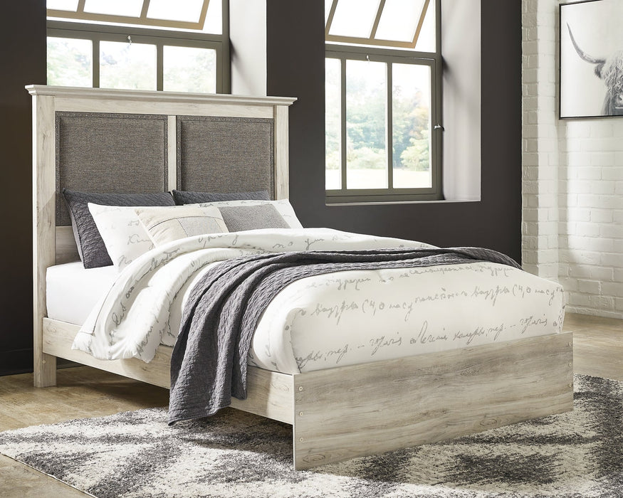 Cambeck King Upholstered Panel Bed with Mirrored Dresser, Chest and Nightstand Huntsville Furniture Outlet