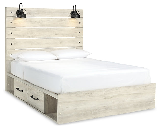 Cambeck Queen Panel Bed with 2 Storage Drawers with Mirrored Dresser, Chest and 2 Nightstands Huntsville Furniture Outlet