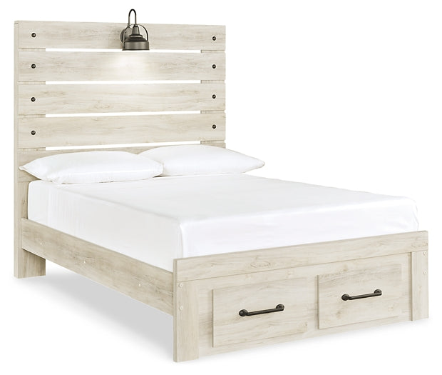 Cambeck Queen Panel Bed with 2 Storage Drawers with Mirrored Dresser, Chest and 2 Nightstands Huntsville Furniture Outlet