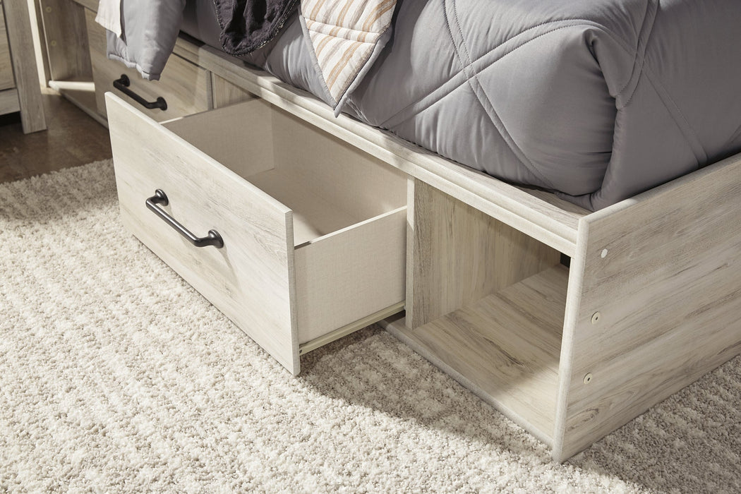 Cambeck Queen Panel Bed with 2 Storage Drawers with Mirrored Dresser, Chest and 2 Nightstands Huntsville Furniture Outlet