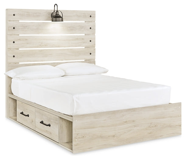 Cambeck Queen Panel Bed with 2 Storage Drawers with Mirrored Dresser, Chest and 2 Nightstands Huntsville Furniture Outlet