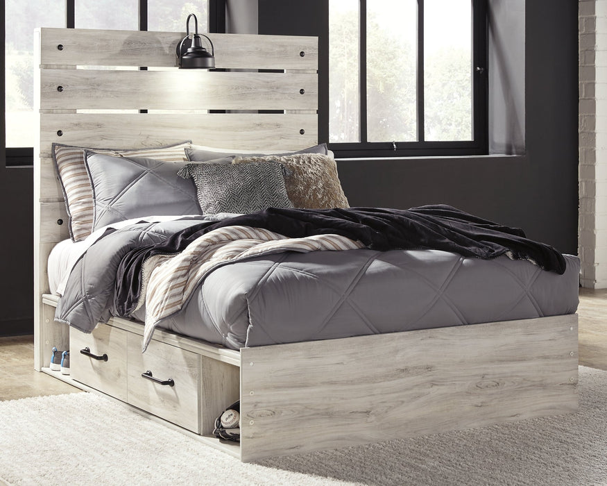 Cambeck Queen Panel Bed with 2 Storage Drawers with Mirrored Dresser Huntsville Furniture Outlet