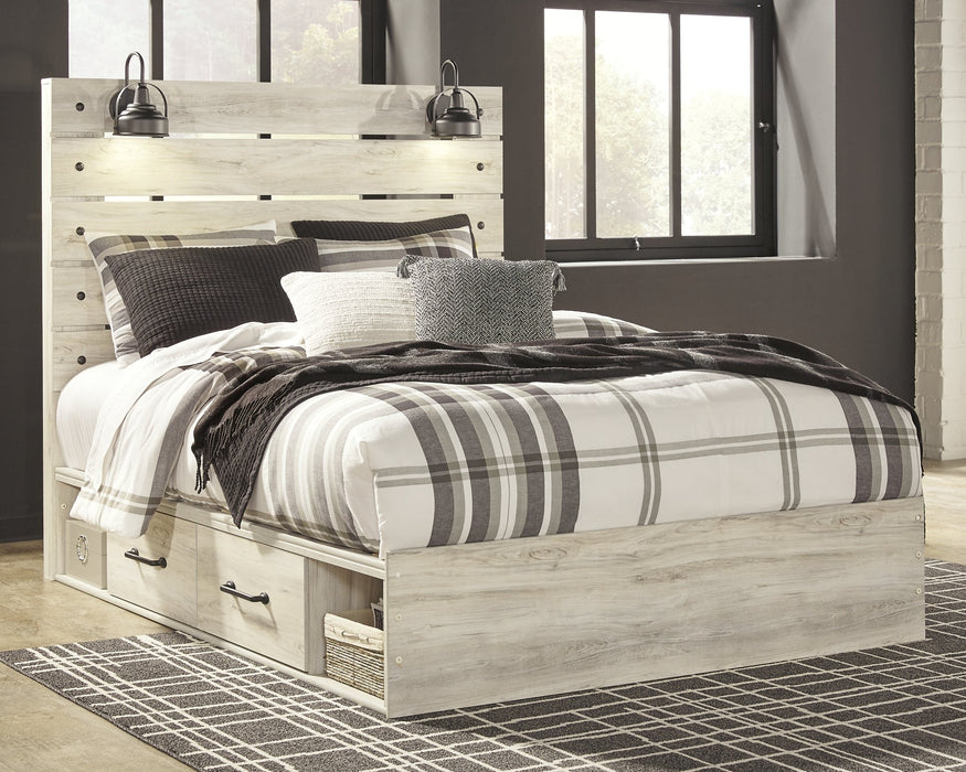 Cambeck Queen Panel Bed with 2 Storage Drawers with Mirrored Dresser Huntsville Furniture Outlet