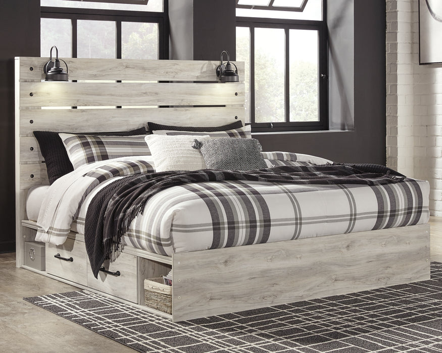 Cambeck Queen Panel Bed with 2 Storage Drawers with Mirrored Dresser Huntsville Furniture Outlet