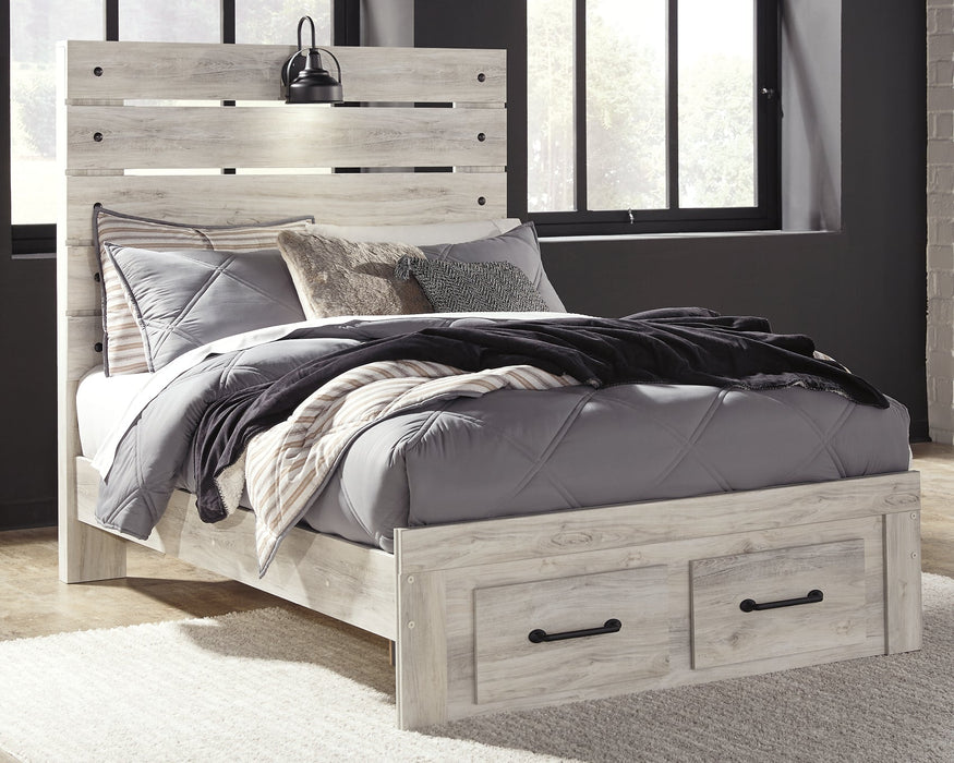 Cambeck Queen Panel Bed with 2 Storage Drawers with Mirrored Dresser and Chest Huntsville Furniture Outlet