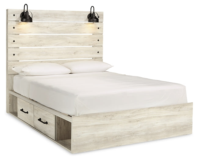 Cambeck Queen Panel Bed with 4 Storage Drawers with Mirrored Dresser, Chest and 2 Nightstands Huntsville Furniture Outlet