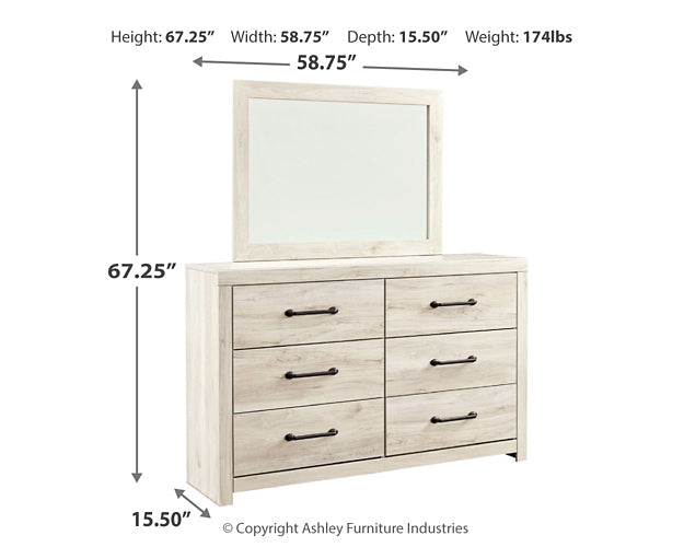 Cambeck Queen Panel Bed with 4 Storage Drawers with Mirrored Dresser Huntsville Furniture Outlet