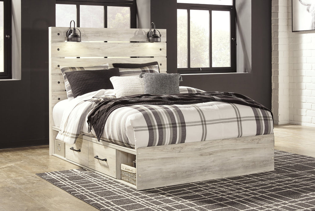 Cambeck Queen Panel Bed with 4 Storage Drawers with Mirrored Dresser Huntsville Furniture Outlet