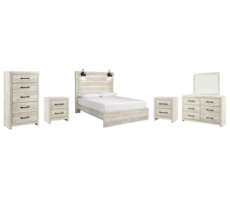 Cambeck Queen Panel Bed with Mirrored Dresser, Chest and 2 Nightstands Huntsville Furniture Outlet