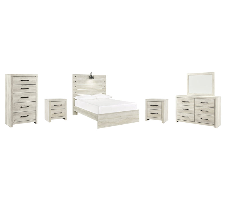 Cambeck Queen Panel Bed with Mirrored Dresser, Chest and 2 Nightstands Huntsville Furniture Outlet