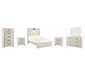 Cambeck Queen Panel Bed with Mirrored Dresser, Chest and 2 Nightstands Huntsville Furniture Outlet