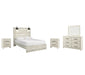 Cambeck Queen Panel Bed with Mirrored Dresser and 2 Nightstands Huntsville Furniture Outlet