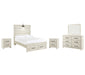 Cambeck Queen Panel Bed with Mirrored Dresser and 2 Nightstands Huntsville Furniture Outlet