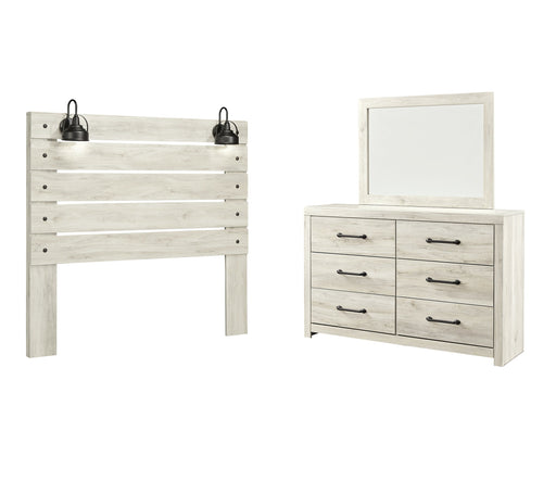 Cambeck Queen Panel Headboard with Mirrored Dresser Huntsville Furniture Outlet