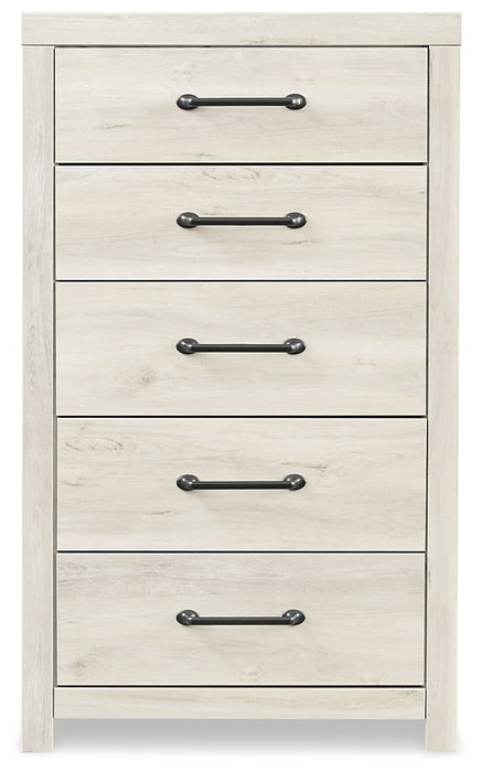 Cambeck Twin Panel Bed with 4 Storage Drawers with Mirrored Dresser, Chest and 2 Nightstands Huntsville Furniture Outlet