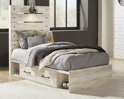 Cambeck Twin Panel Bed with 4 Storage Drawers with Mirrored Dresser Huntsville Furniture Outlet