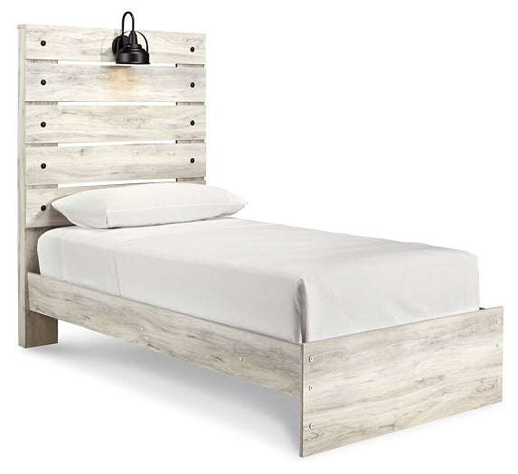 Cambeck Twin Panel Bed with Mirrored Dresser, Chest and 2 Nightstands Huntsville Furniture Outlet