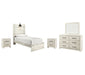 Cambeck Twin Panel Bed with Mirrored Dresser and 2 Nightstands Huntsville Furniture Outlet