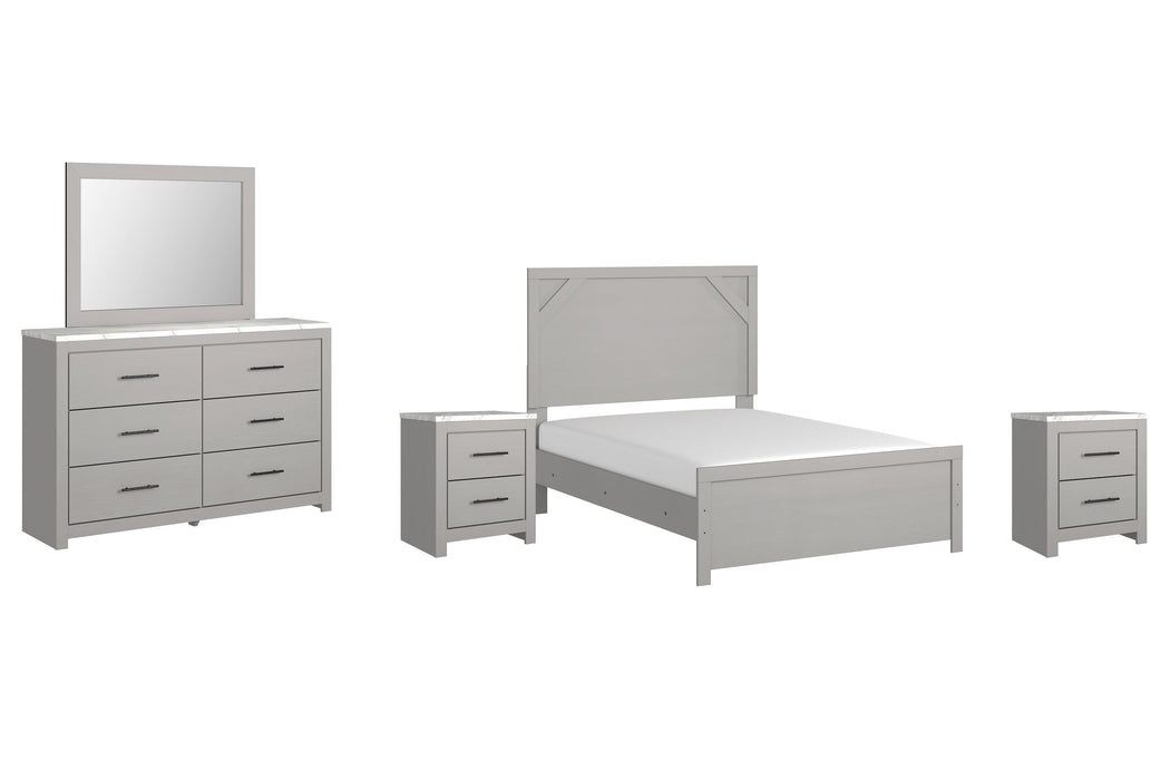 Cottonburg Full Panel Bed with Mirrored Dresser and 2 Nightstands Huntsville Furniture Outlet