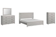 Cottonburg King Panel Bed with Mirrored Dresser and Chest Huntsville Furniture Outlet