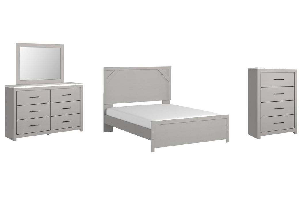 Cottonburg Queen Panel Bed with Mirrored Dresser and Chest Huntsville Furniture Outlet