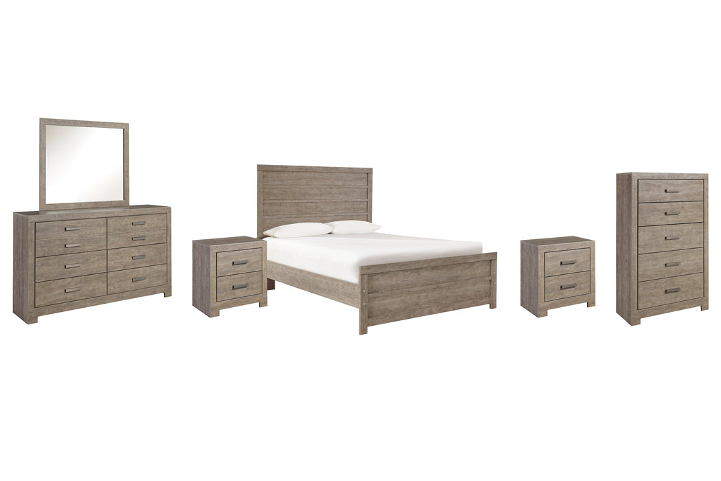 Culverbach Full Panel Bed with Mirrored Dresser, Chest and 2 Nightstands Huntsville Furniture Outlet