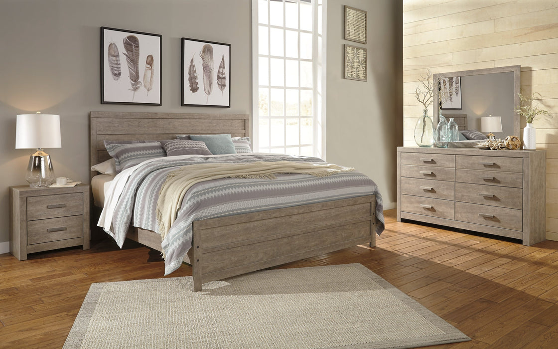 Culverbach King Panel Bed with Mirrored Dresser Huntsville Furniture Outlet