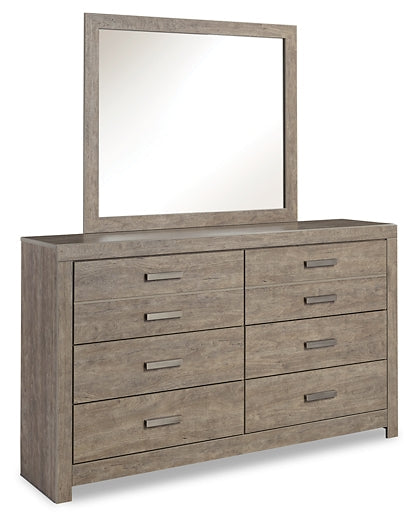 Culverbach King Panel Bed with Mirrored Dresser and 2 Nightstands Huntsville Furniture Outlet