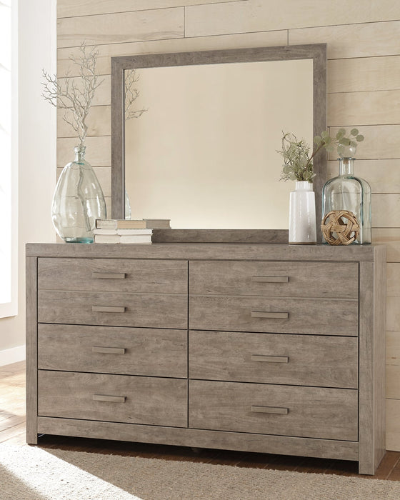 Culverbach King Panel Bed with Mirrored Dresser and 2 Nightstands Huntsville Furniture Outlet