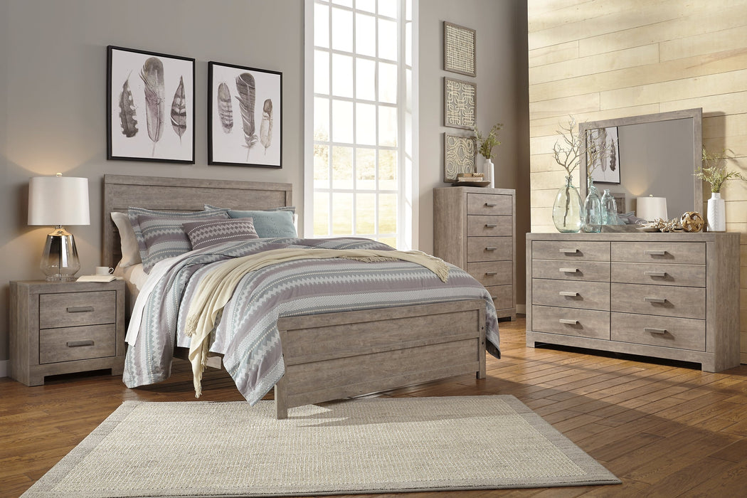 Culverbach Queen Panel Bed with Mirrored Dresser, Chest and 2 Nightstands Huntsville Furniture Outlet